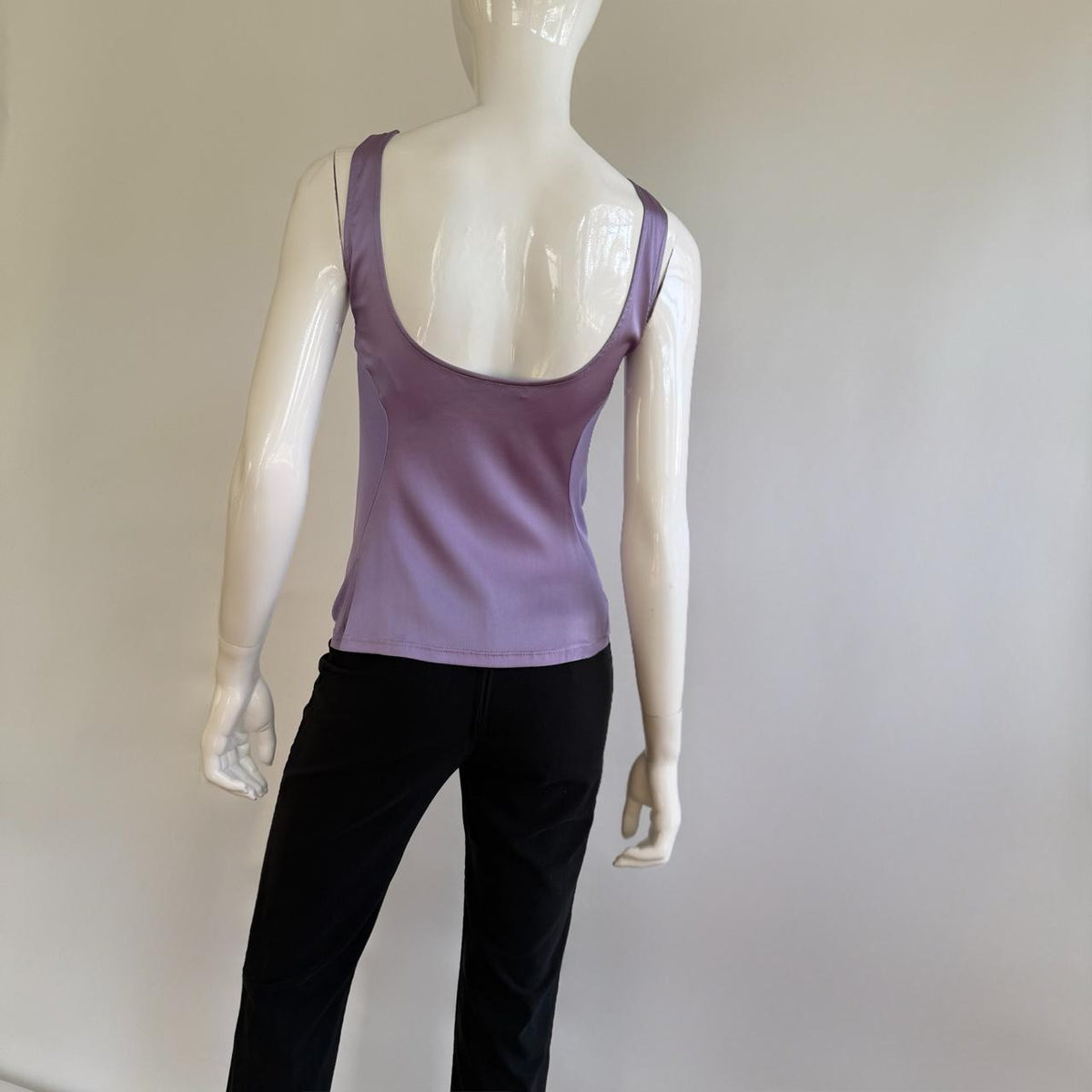 Versace Early 2000s Lilac Silk Draped Halter Top