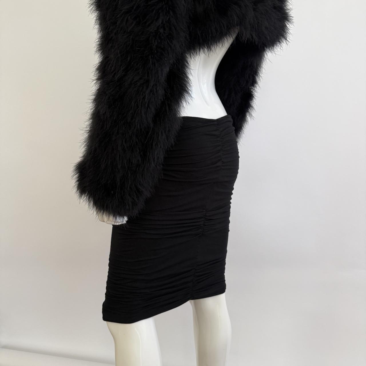 Vintage 1990s Versace Black Ruched Bodycon Mini Skirt