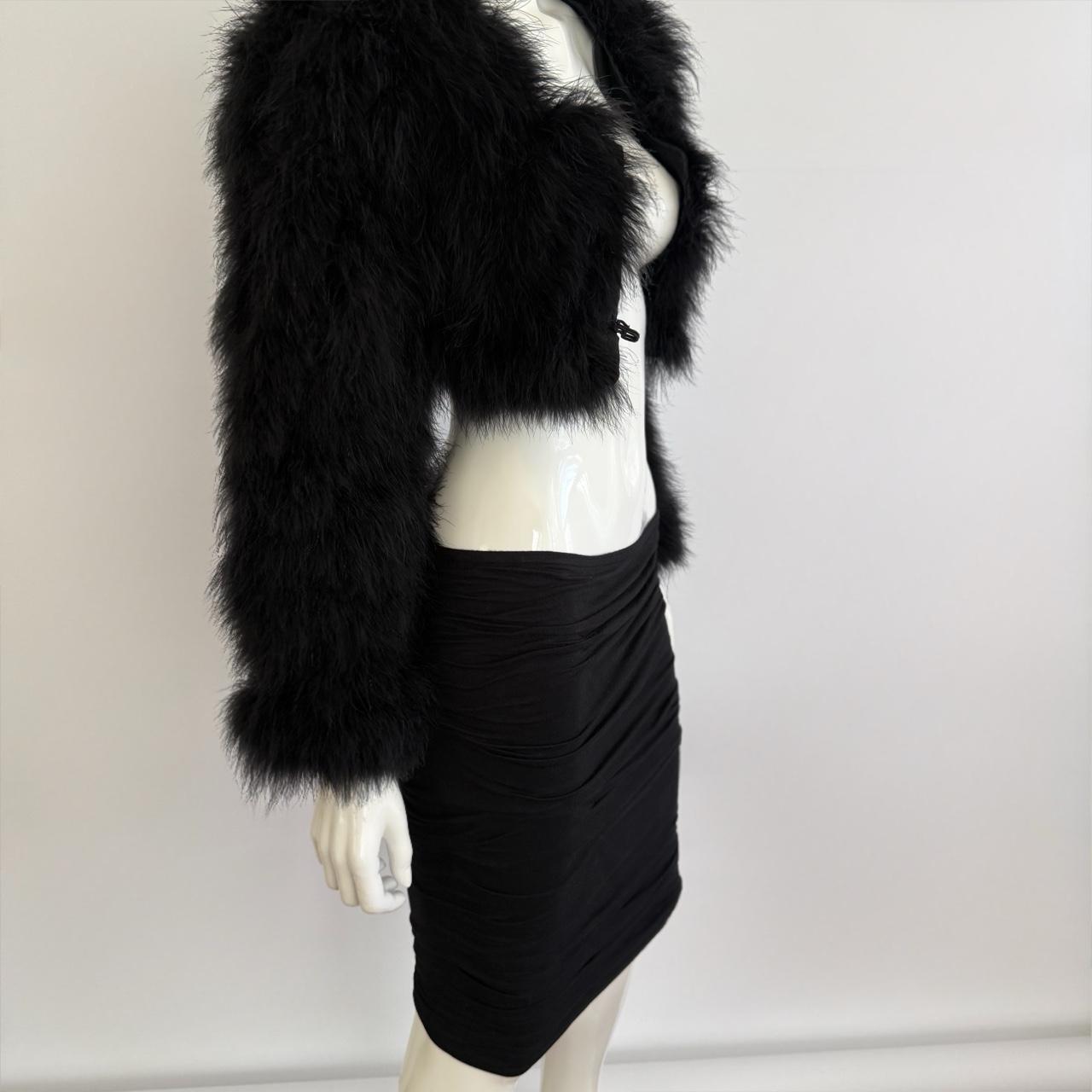 Vintage 1990s Versace Black Ruched Bodycon Mini Skirt