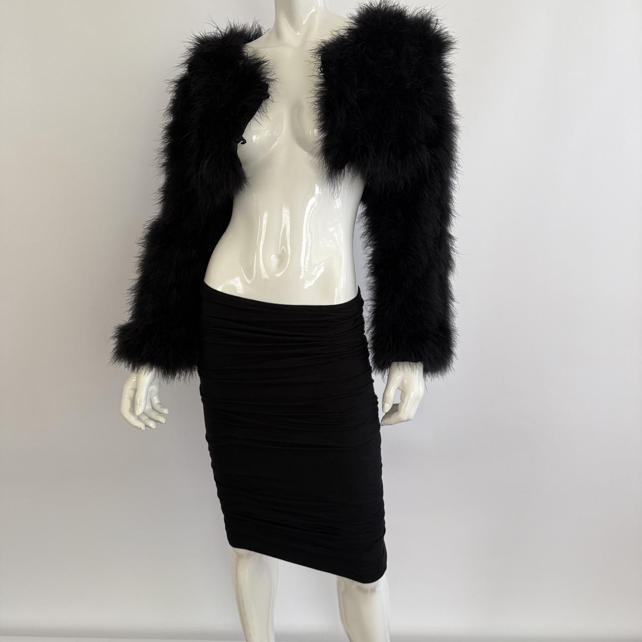 Vintage 1990s Versace Black Ruched Bodycon Mini Skirt