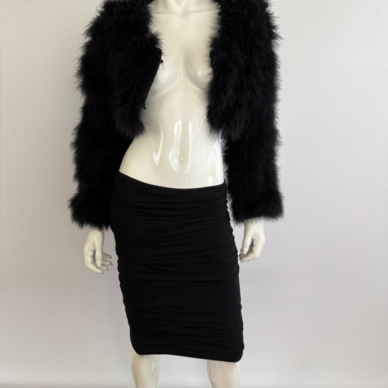 Vintage 1990s Versace Black Ruched Bodycon Mini Skirt