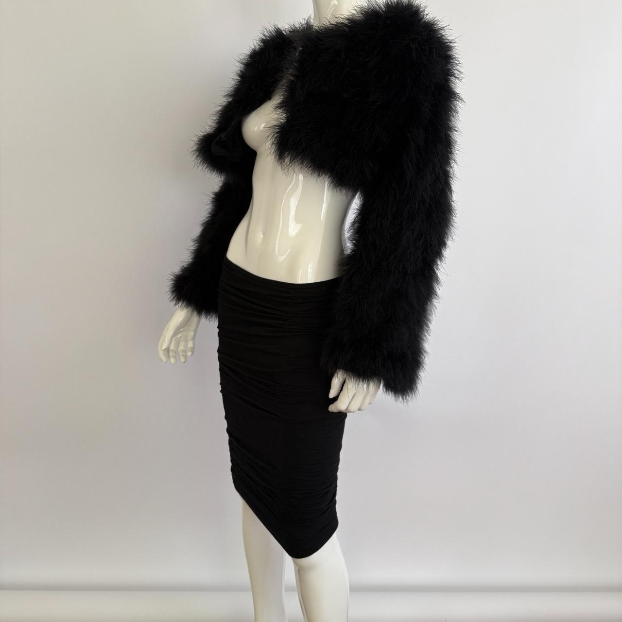 Vintage 1990s Versace Black Ruched Bodycon Mini Skirt