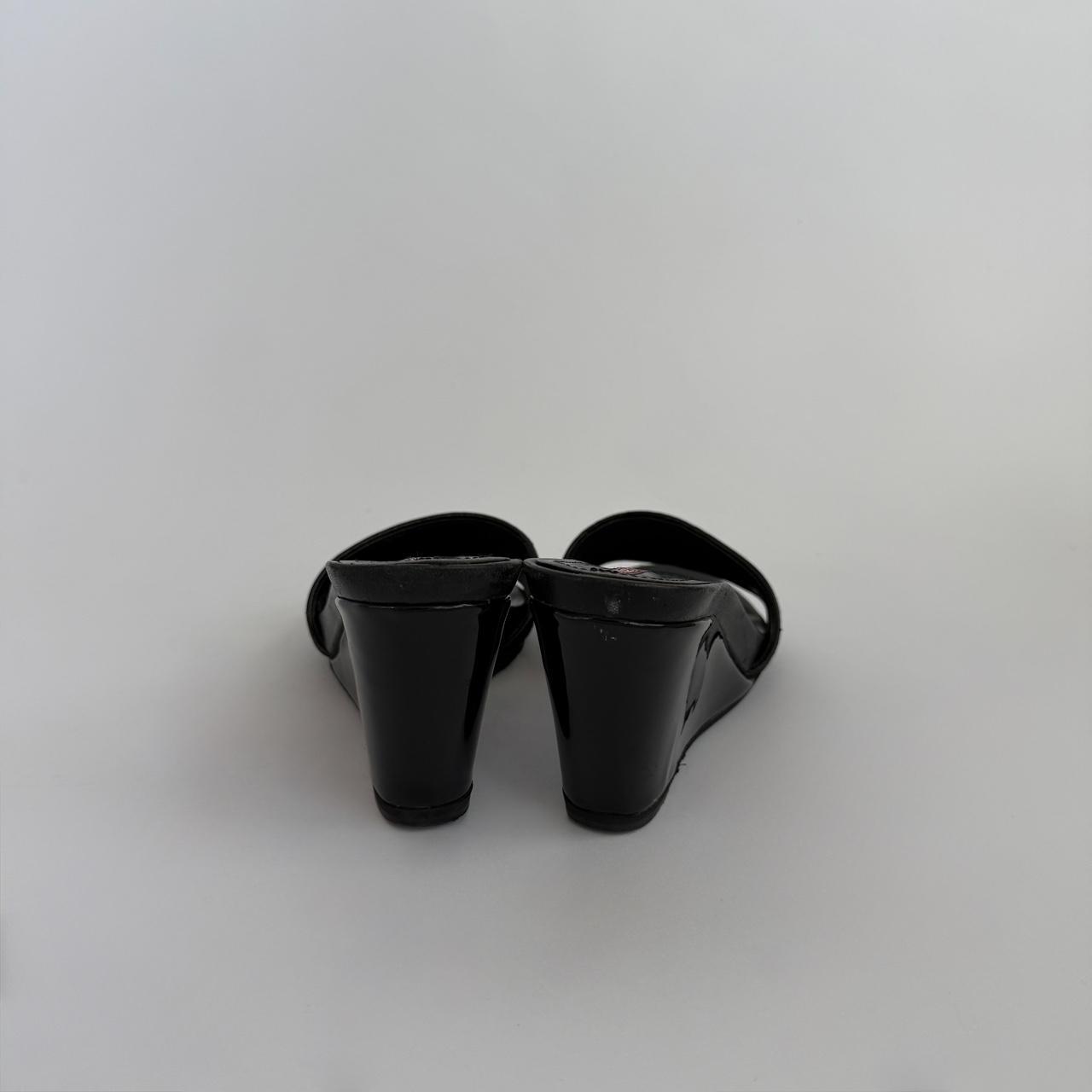 Vintage 90s Prada Sport Linea Rossa Black Wedge Mules
