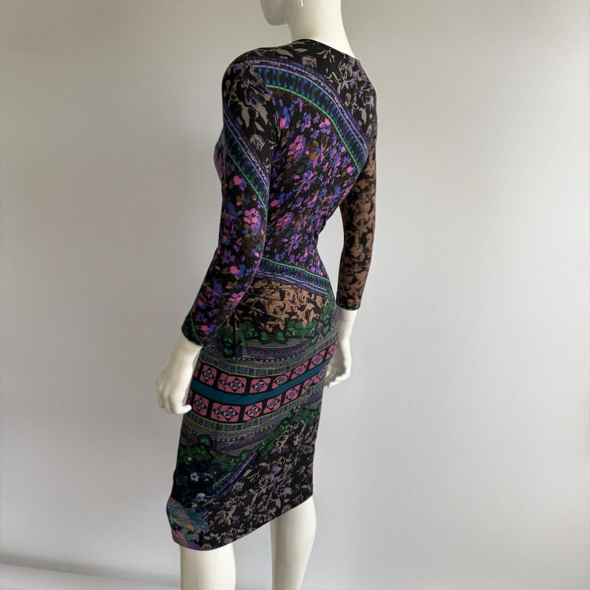 Etro Vintage 2000s Ruched Plunging Jersey Dress