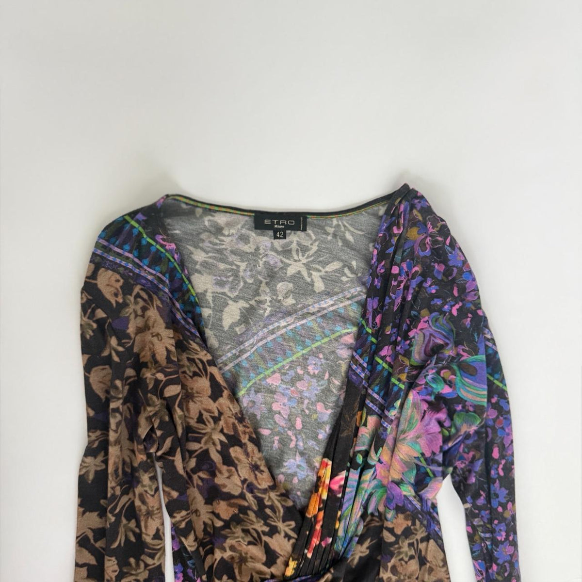 Etro Vintage 2000s Ruched Plunging Jersey Dress