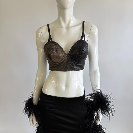 Vintage Trashy Lingerie Leather Bullet Bra Bustier Top