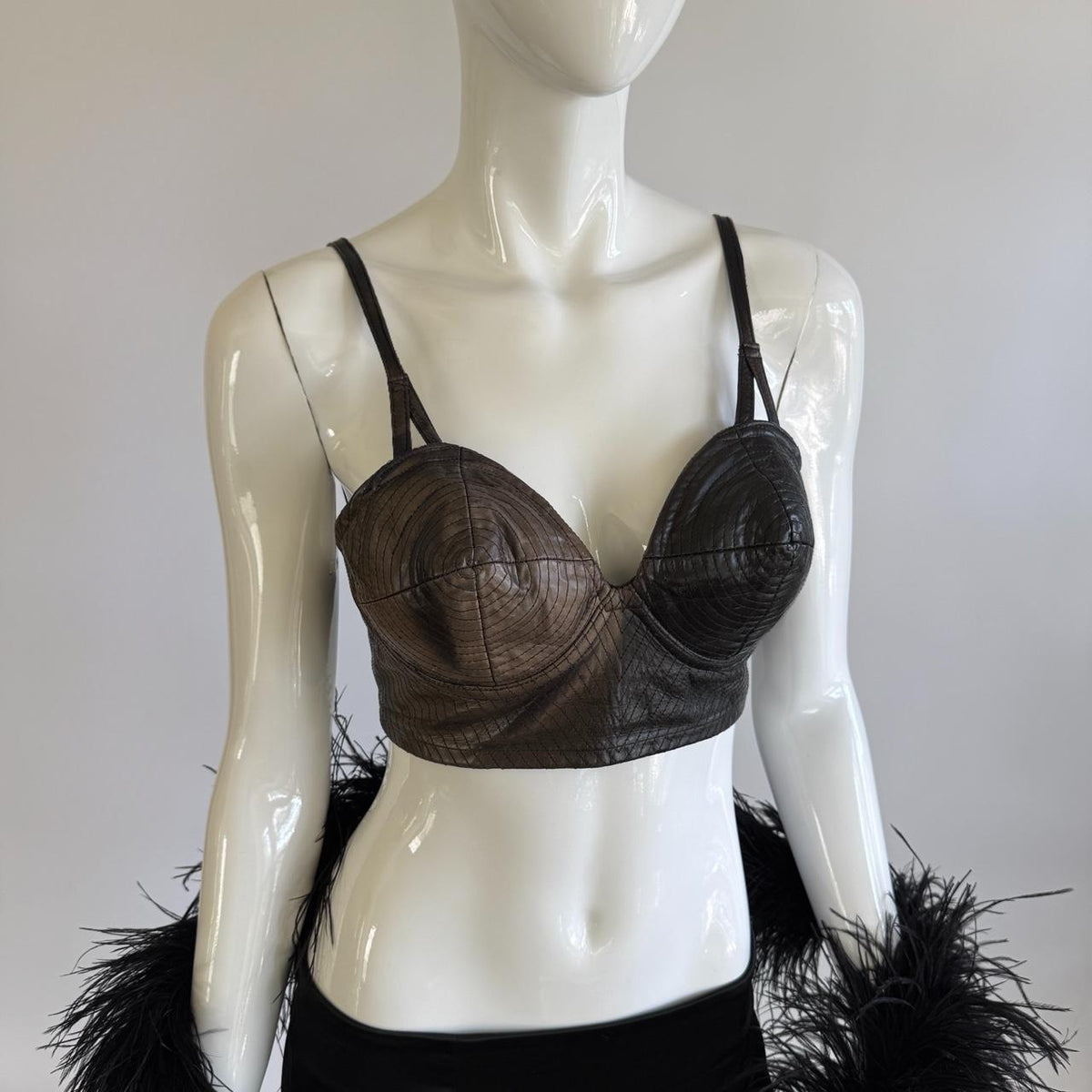 Vintage Trashy Lingerie Leather Bullet Bra Bustier Top