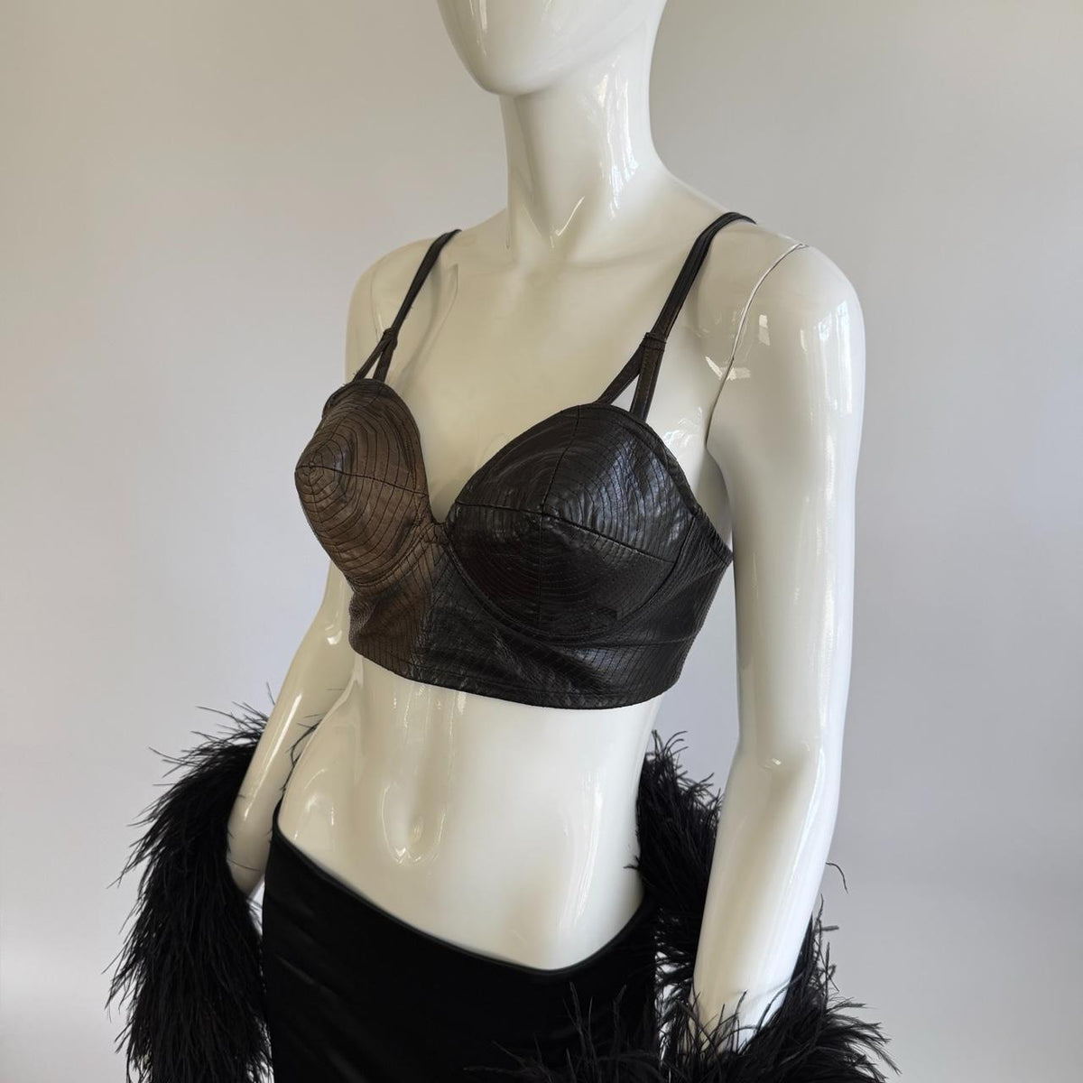 Vintage Trashy Lingerie Leather Bullet Bra Bustier Top