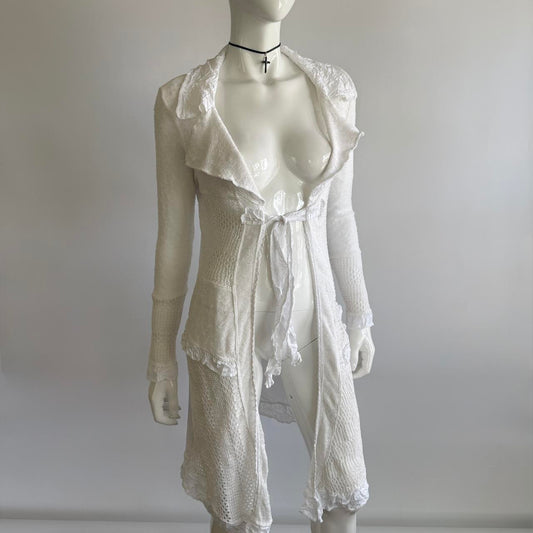 Zone Bleue Paris Vintage Long Sleeve Mid Length Tie Top