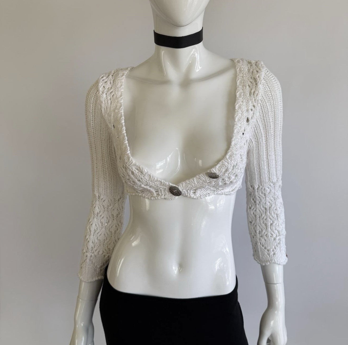 Miss Sixty Archival Euro Vintage White Crochet Bolero Top