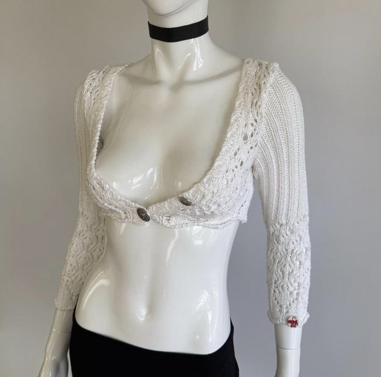 Miss Sixty Archival Euro Vintage White Crochet Bolero Top