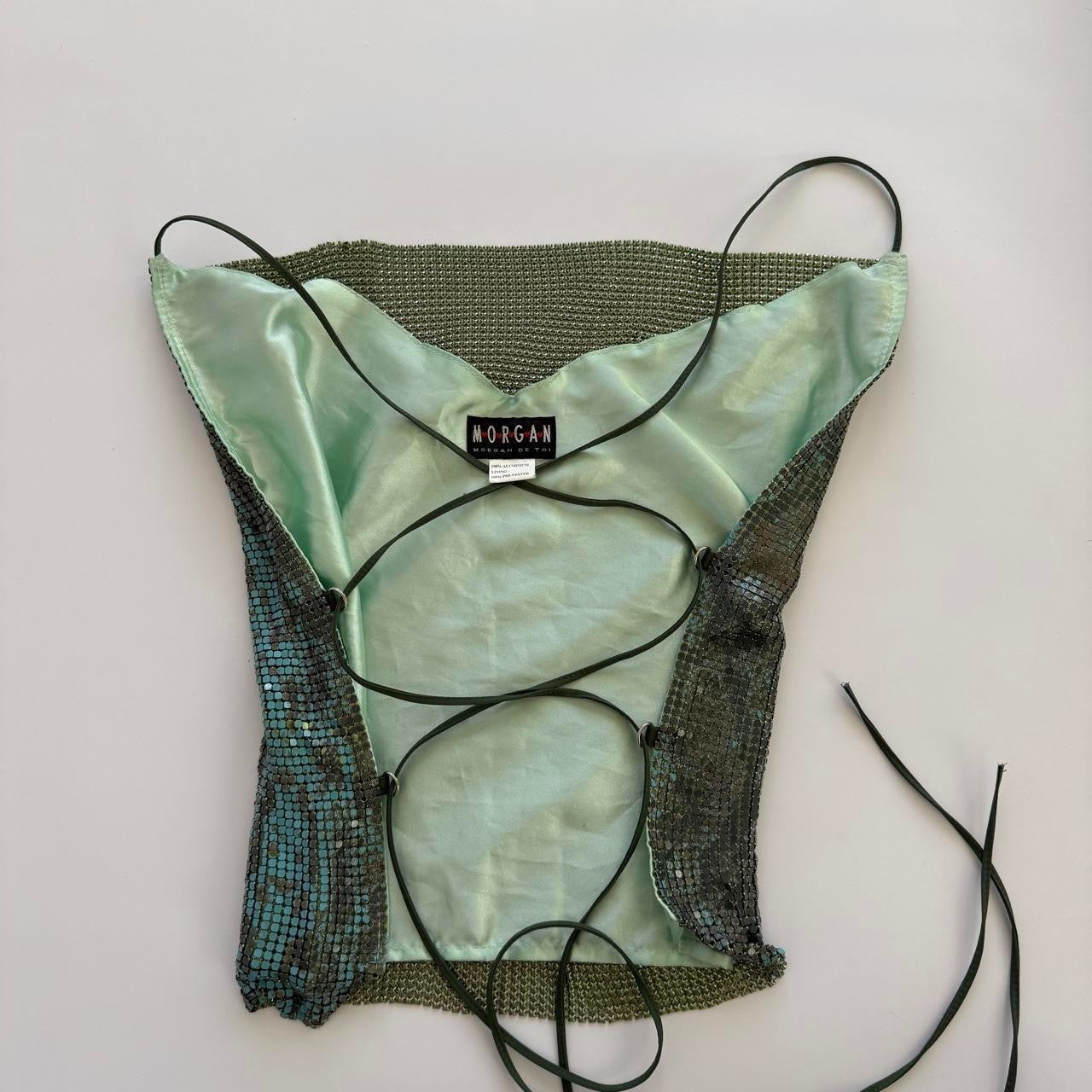 Morgan De Toi Archival 90s Snake Print Cowl Neck Chainmail Top
