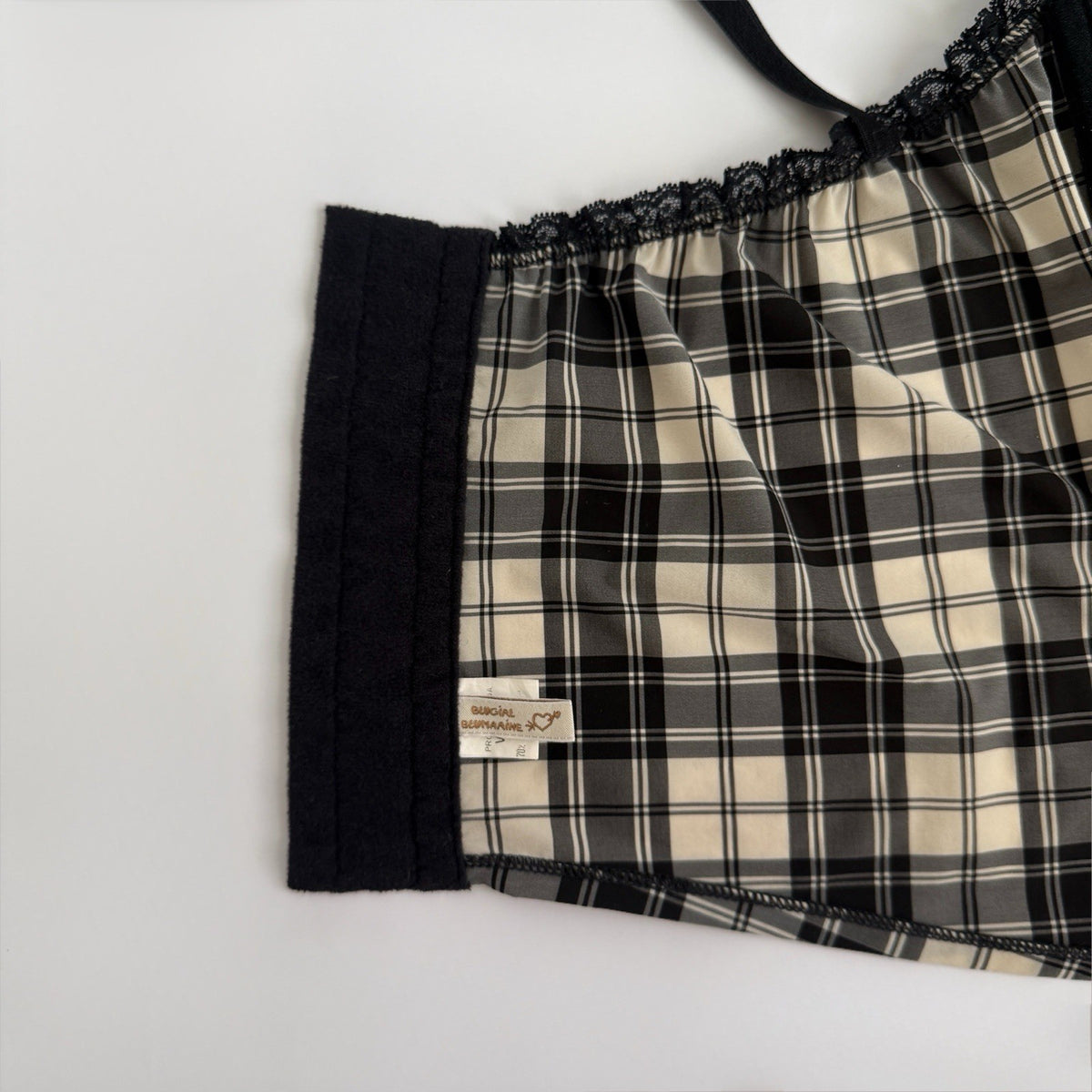 Vintage Blugirl Blumarine Plaid Lace-Trim Bustier Top