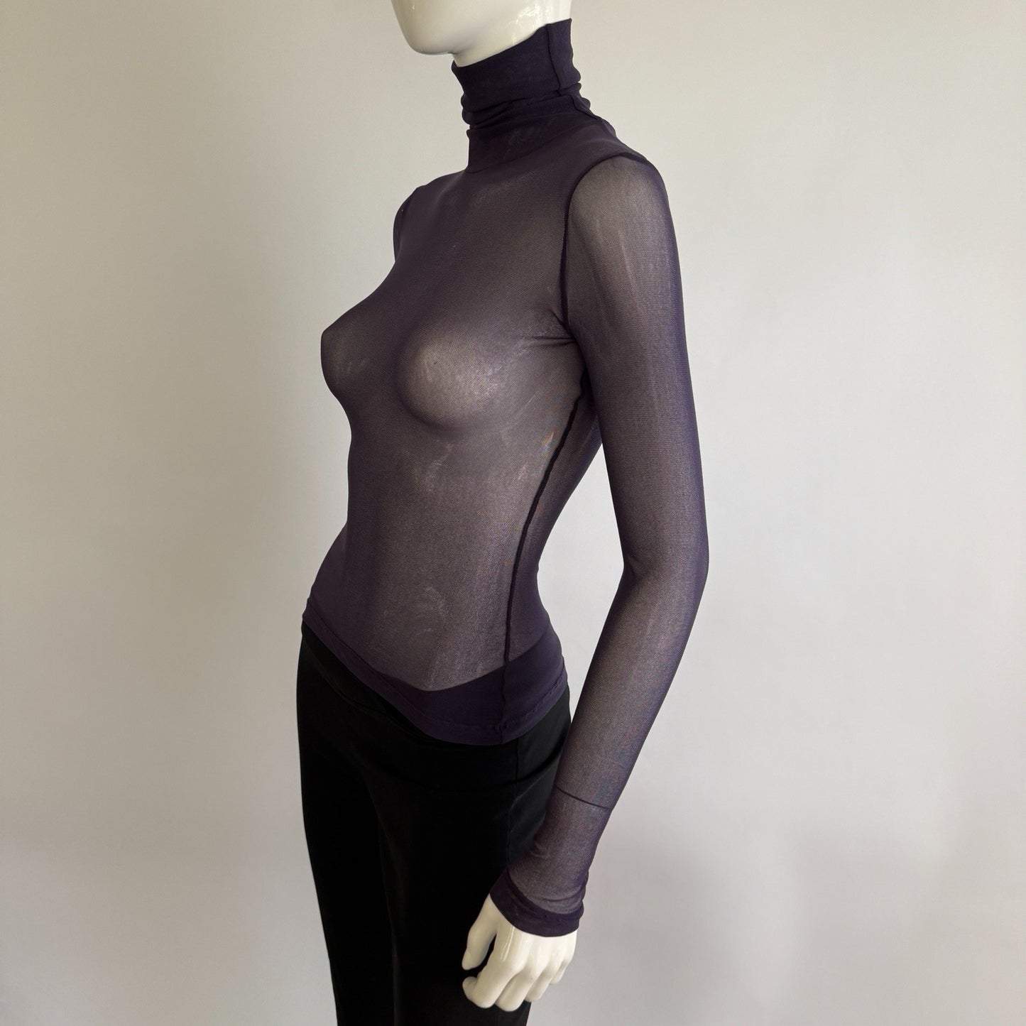 Vintage Plein Sud Jeans Sheer Mesh Turtleneck Top