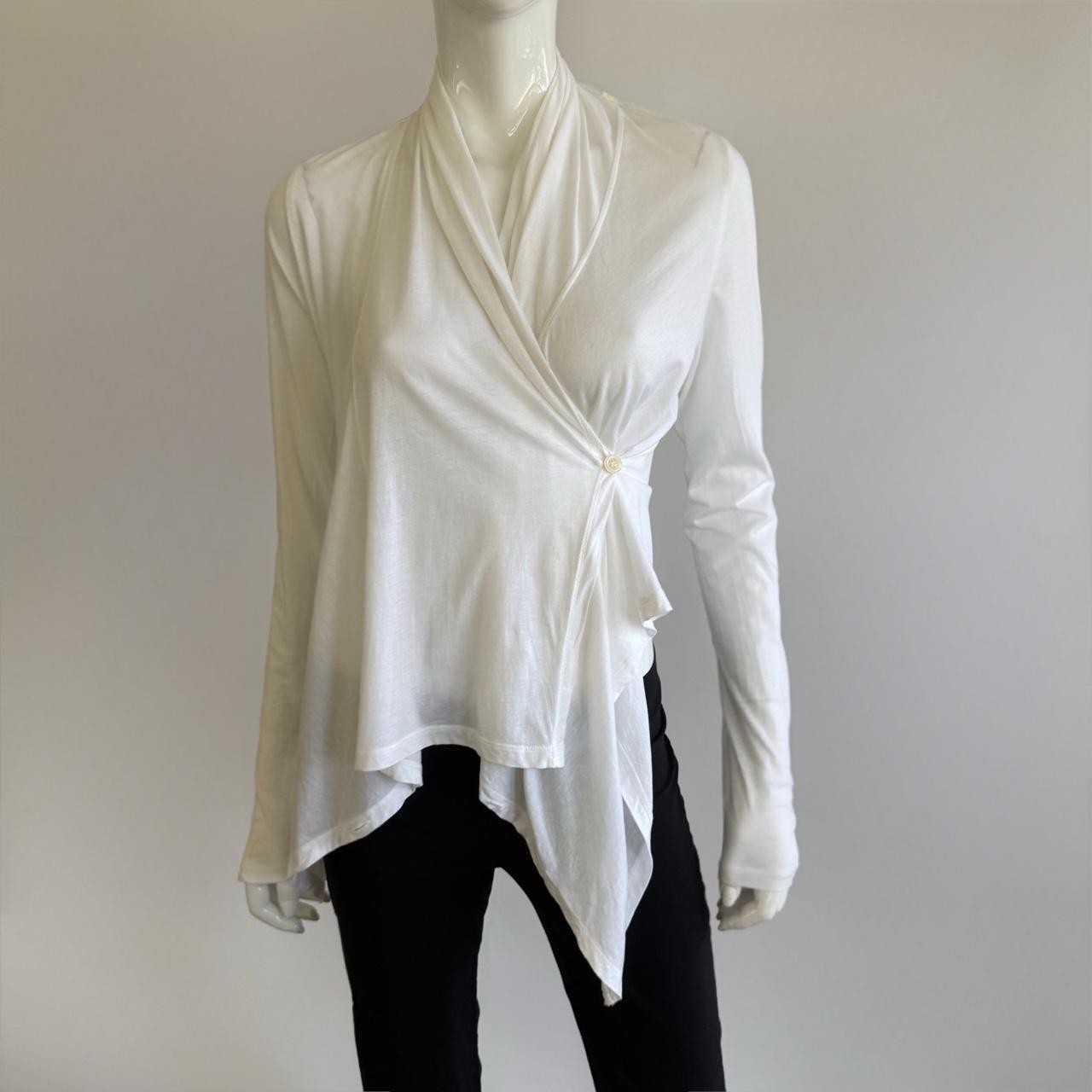 Archival 90s Morgane Le Fay Draped Wrap Top - White Minimalist Avant-Garde