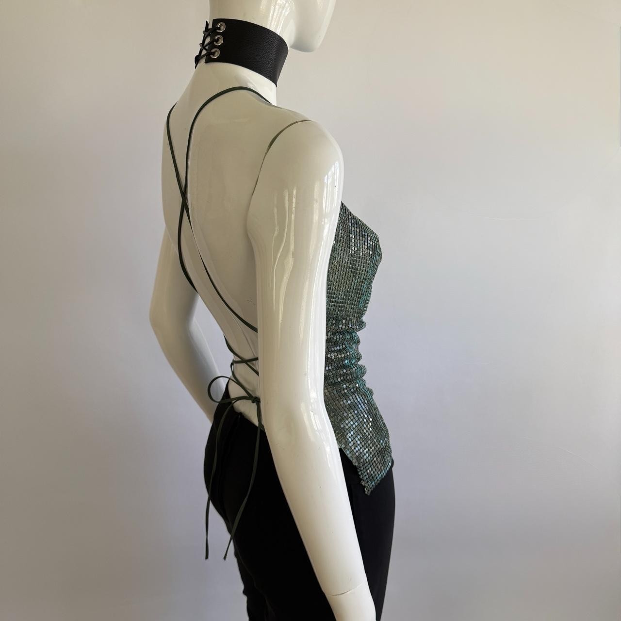 Morgan De Toi Archival 90s Snake Print Cowl Neck Chainmail Top