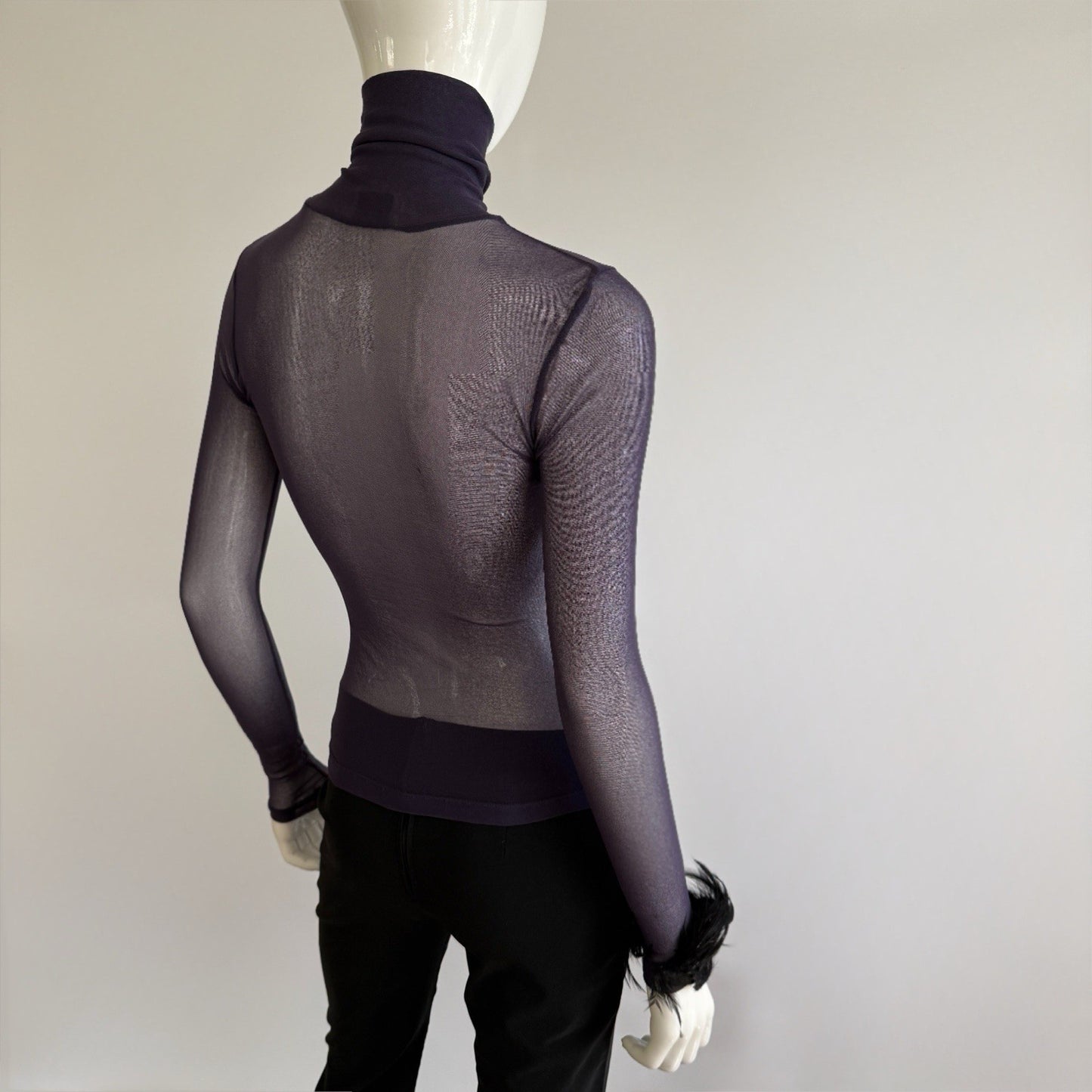 Vintage Plein Sud Jeans Sheer Mesh Turtleneck Top