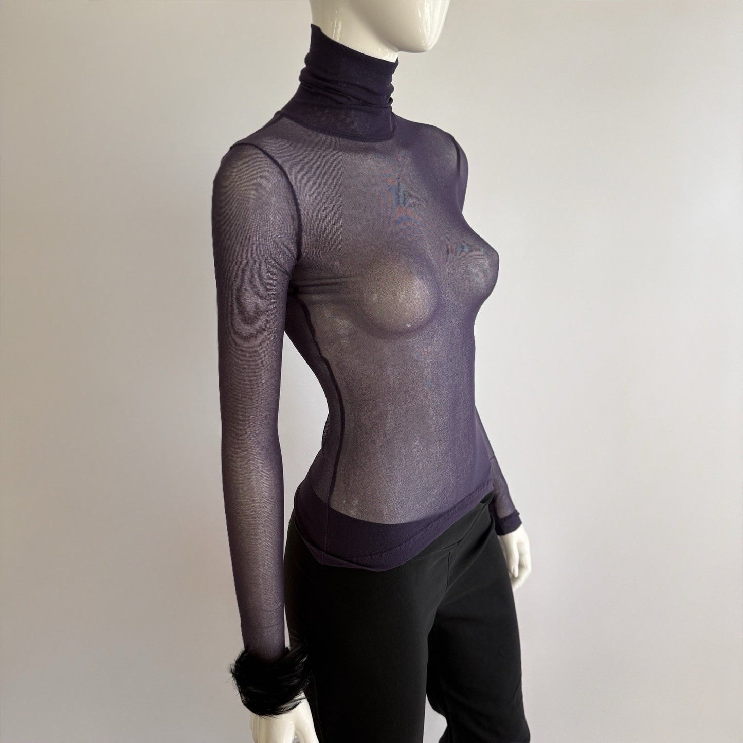 Vintage Plein Sud Jeans Sheer Mesh Turtleneck Top