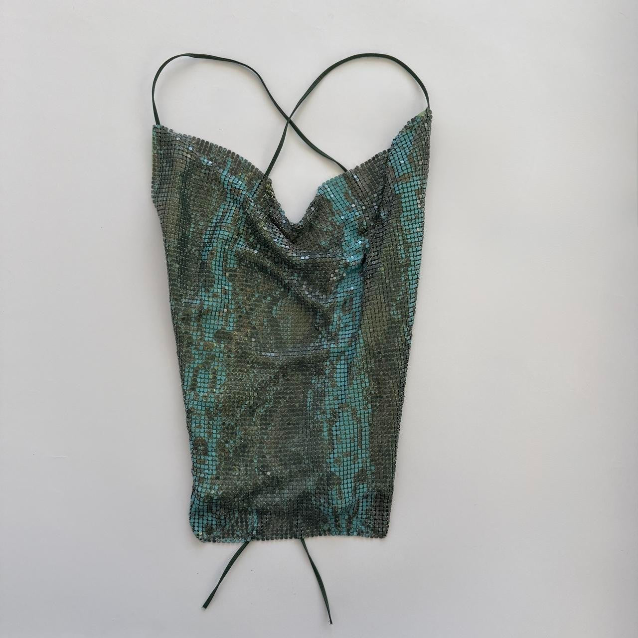 Morgan De Toi Archival 90s Snake Print Cowl Neck Chainmail Top