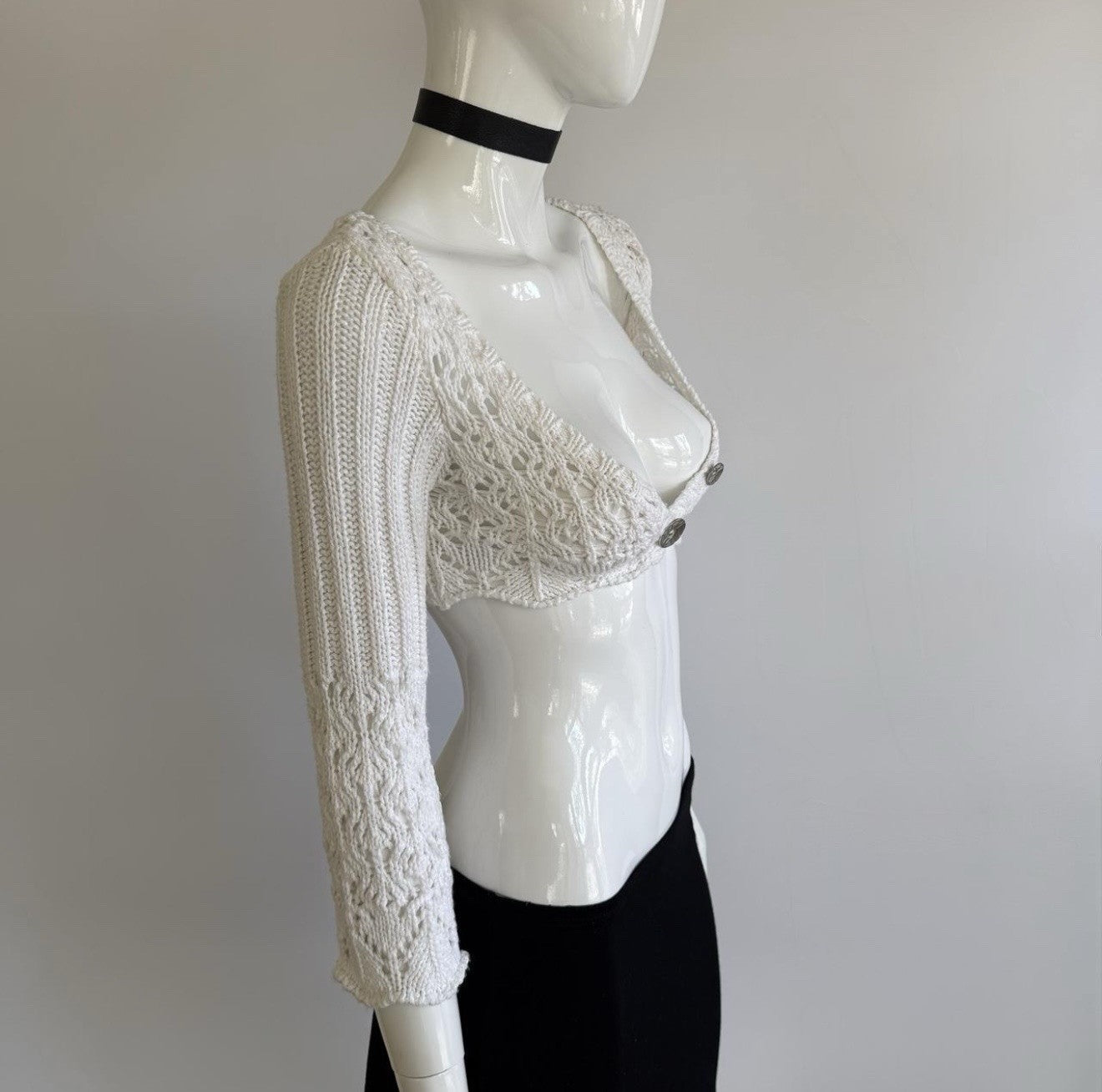 Miss Sixty Archival Euro Vintage White Crochet Bolero Top
