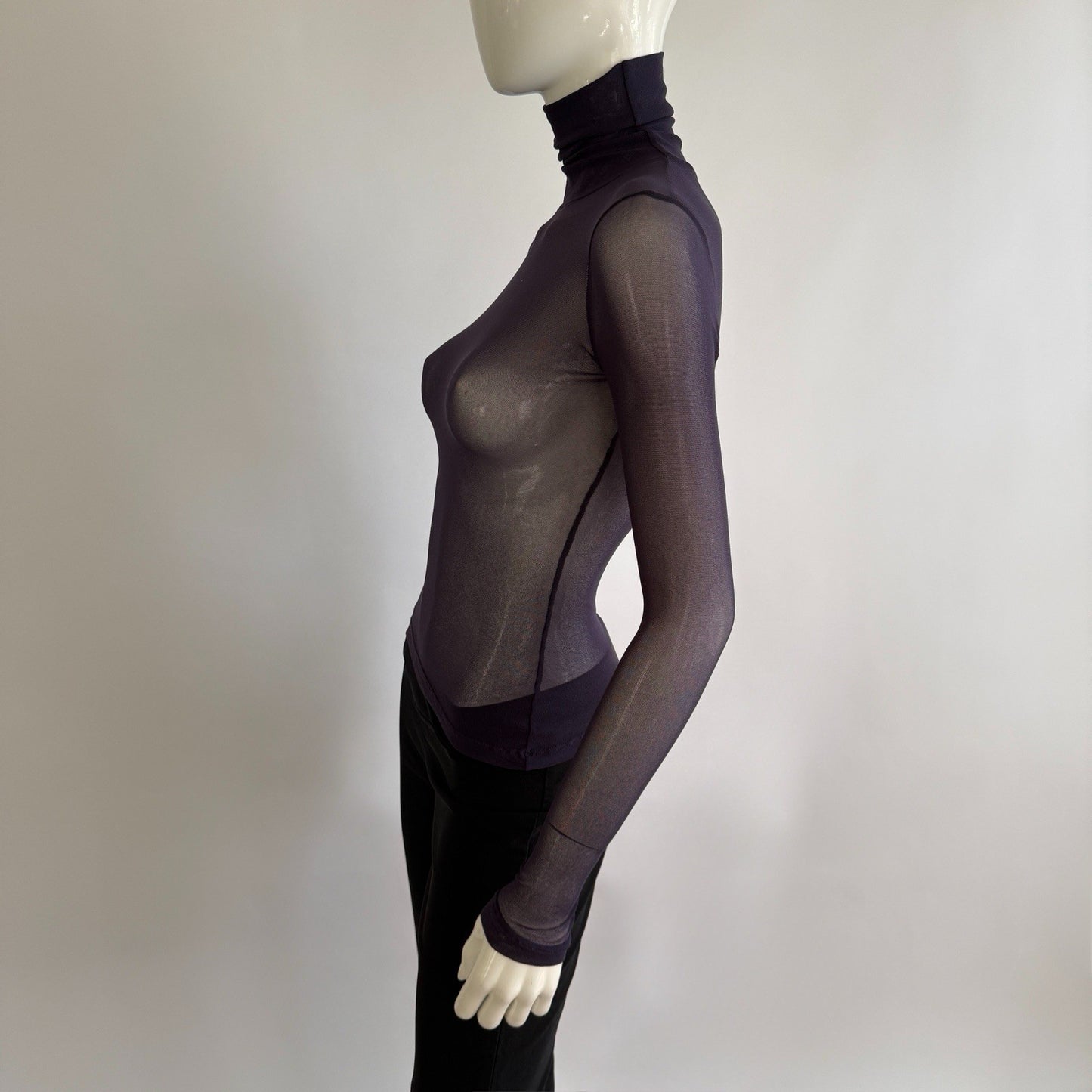 Vintage Plein Sud Jeans Sheer Mesh Turtleneck Top