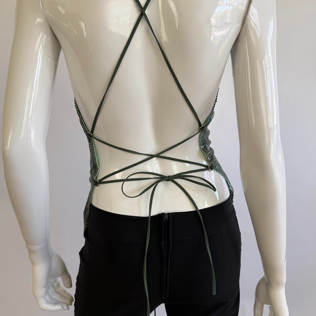 Morgan De Toi Archival 90s Snake Print Cowl Neck Chainmail Top