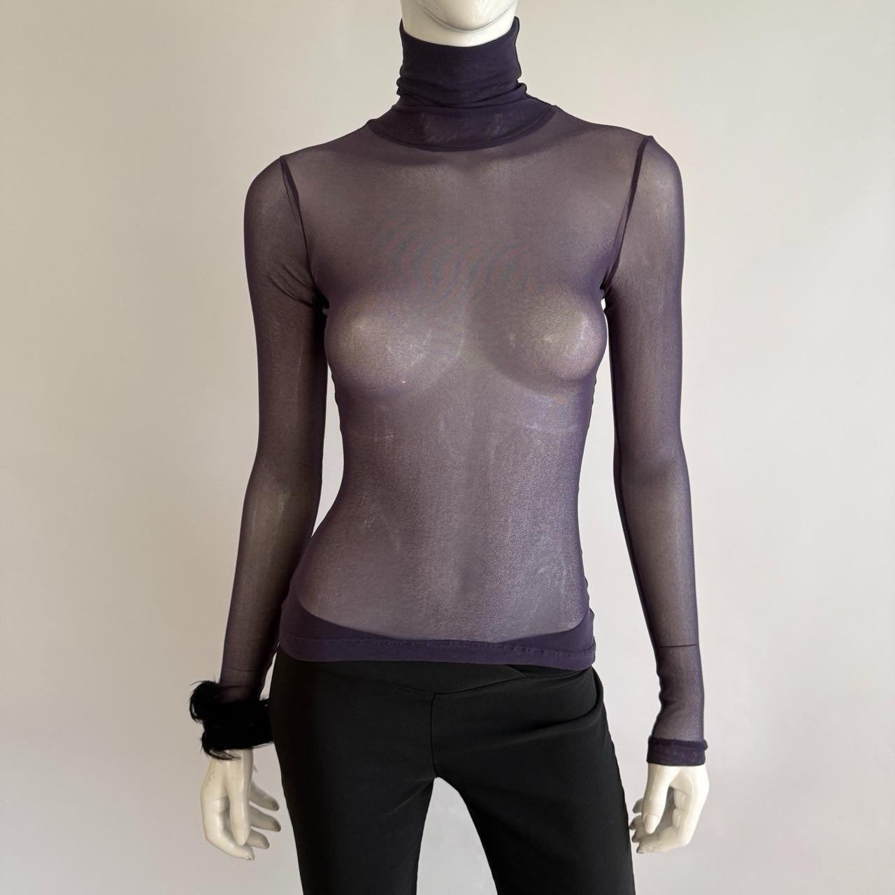Vintage Plein Sud Jeans Sheer Mesh Turtleneck Top