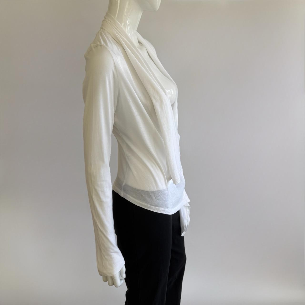 Archival 90s Morgane Le Fay Draped Wrap Top - White Minimalist Avant-Garde
