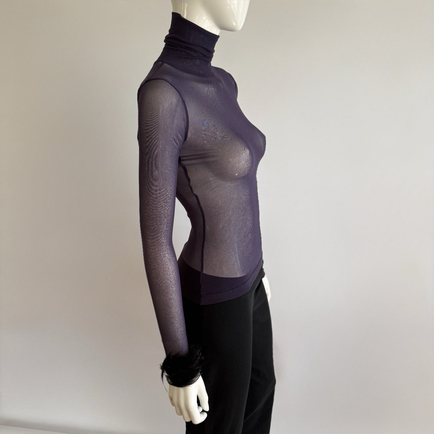 Vintage Plein Sud Jeans Sheer Mesh Turtleneck Top