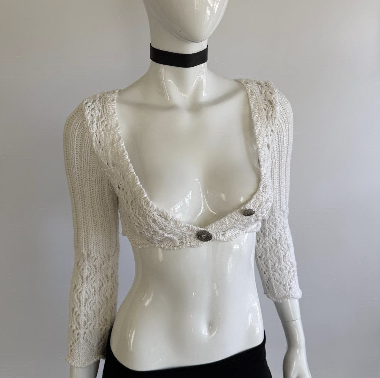 Miss Sixty Archival Euro Vintage White Crochet Bolero Top