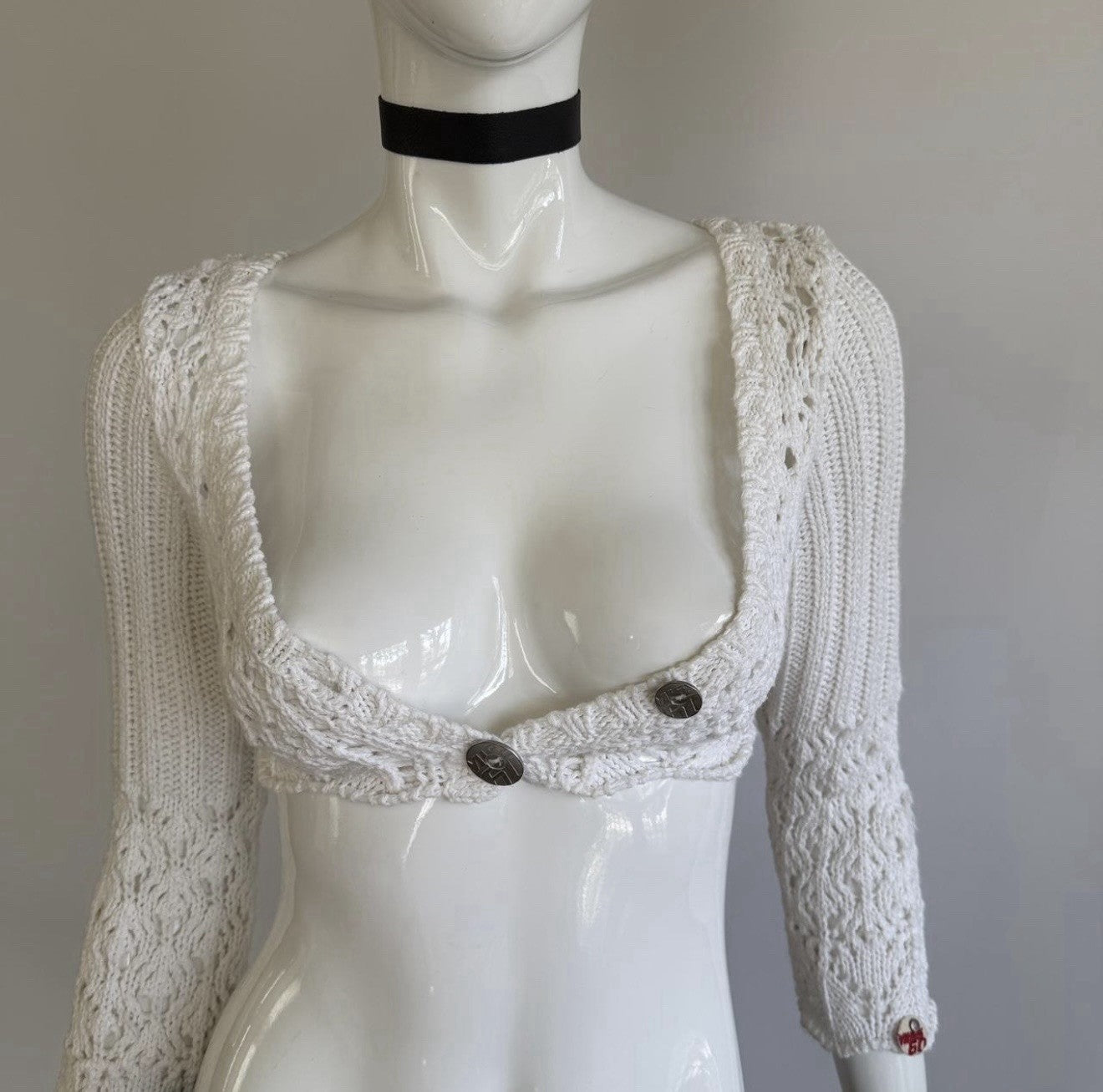 Miss Sixty Archival Euro Vintage White Crochet Bolero Top