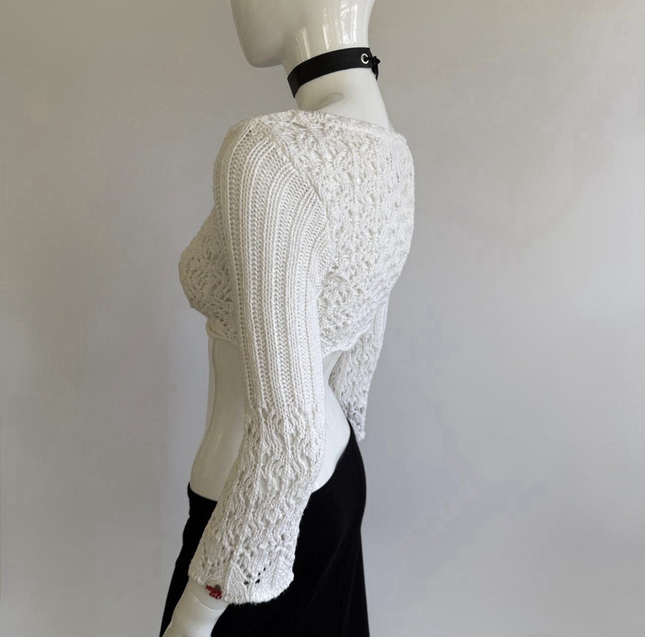 Miss Sixty Archival Euro Vintage White Crochet Bolero Top