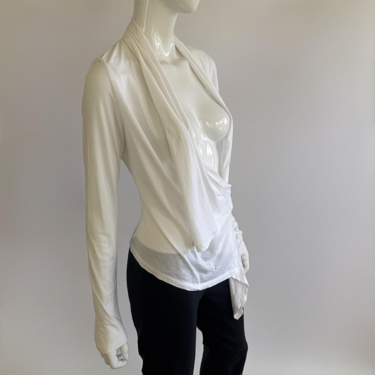 Archival 90s Morgane Le Fay Draped Wrap Top - White Minimalist Avant-Garde